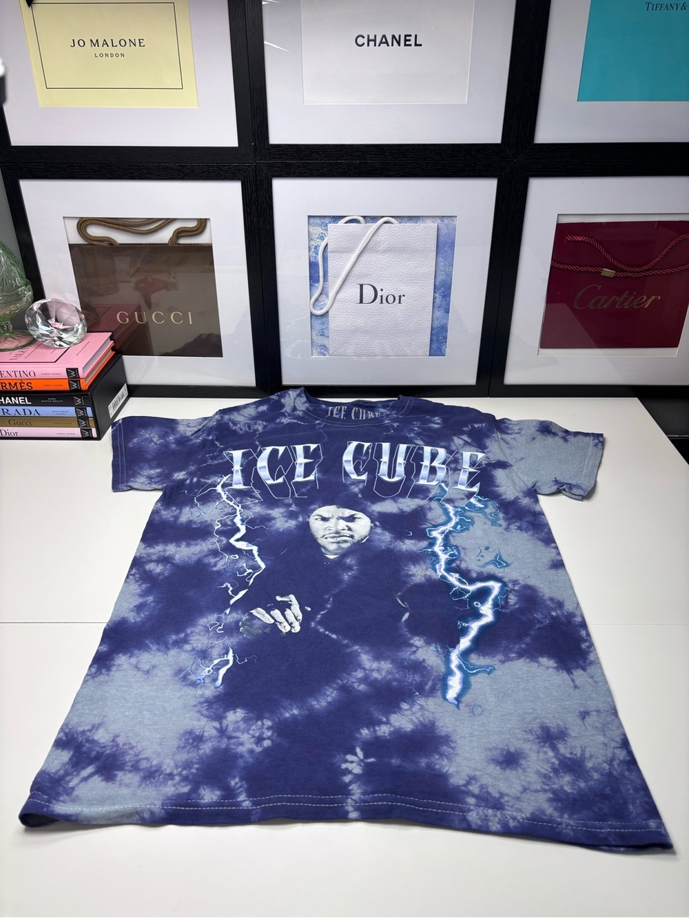 Ice Cube Tie-Dye Graphic Tee Blue Purple Gray White Adult Size S NWOT